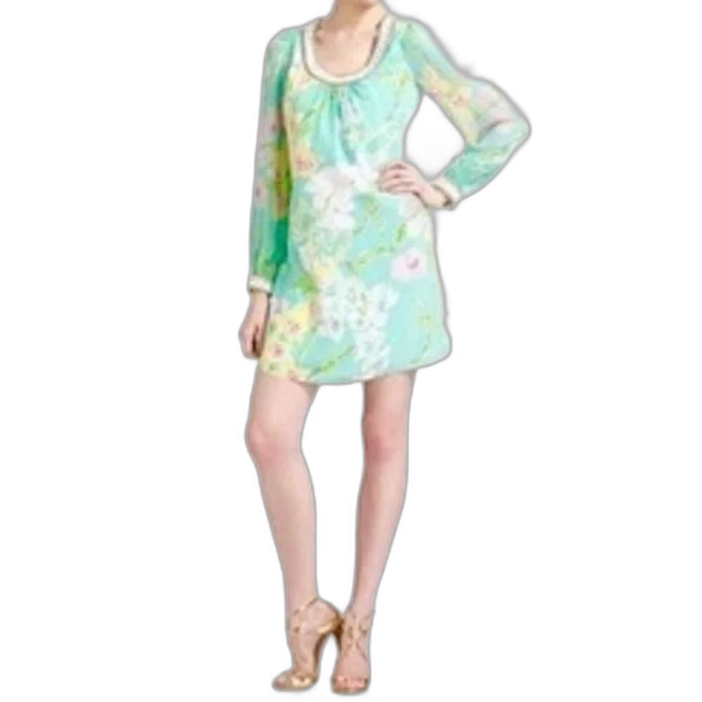 Lilly Pulitzer Harper Dress Size 6 Muti-Colored Floral 100% Silk Beaded Shift
